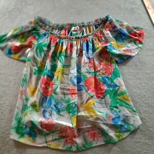 Izzy & Lola Women Bahamas Band Blouse Floral Multicolor Large Off-Shoulder